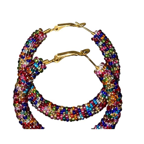 Pierced Earrings Hoop 2.25 Handmade Artisan - Picture 3 of 3